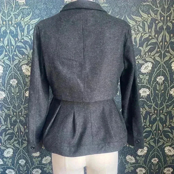 Anthropologie Current Air Grey Herringbone Peplum Jacket - Picture 4 of 15